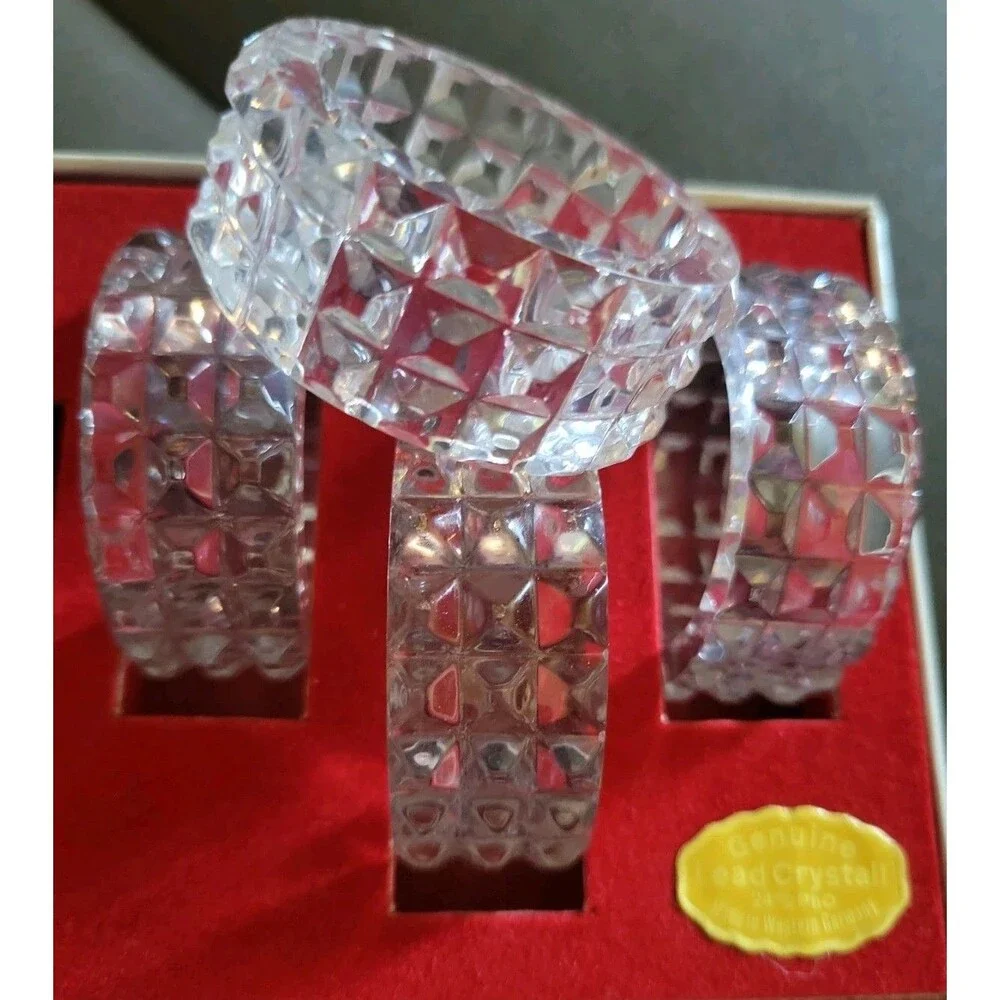 Lead Crystal Napkin Rings - 24% PbO - Set Of 4 - In Box